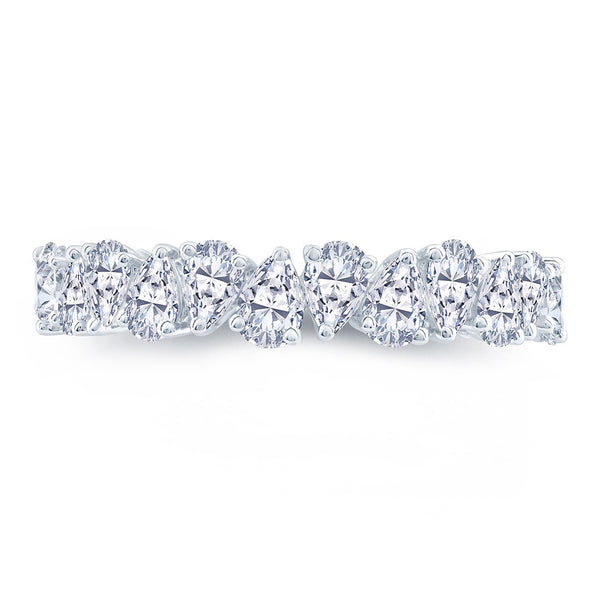 Platinum 1.00ct Pear Cut Diamond Claw Set Half Eternity Ring