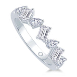 Platinum 1.00ct Pear And Emerald Cut Diamond Claw Set Half Eternity Ring