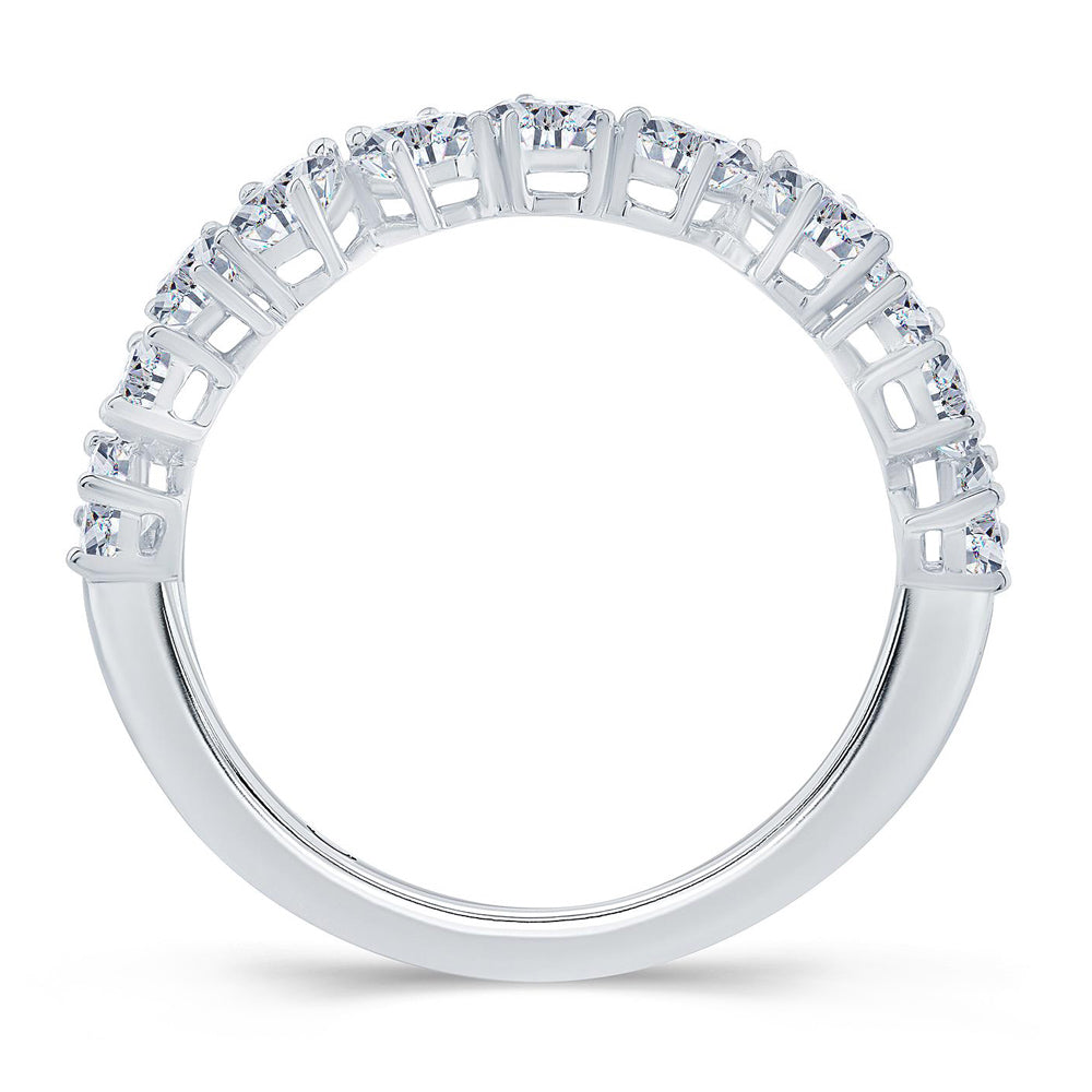 Platinum 1.00ct Pear, Emerald And Oval Cut Diamond Claw Set Half Eternity Ring