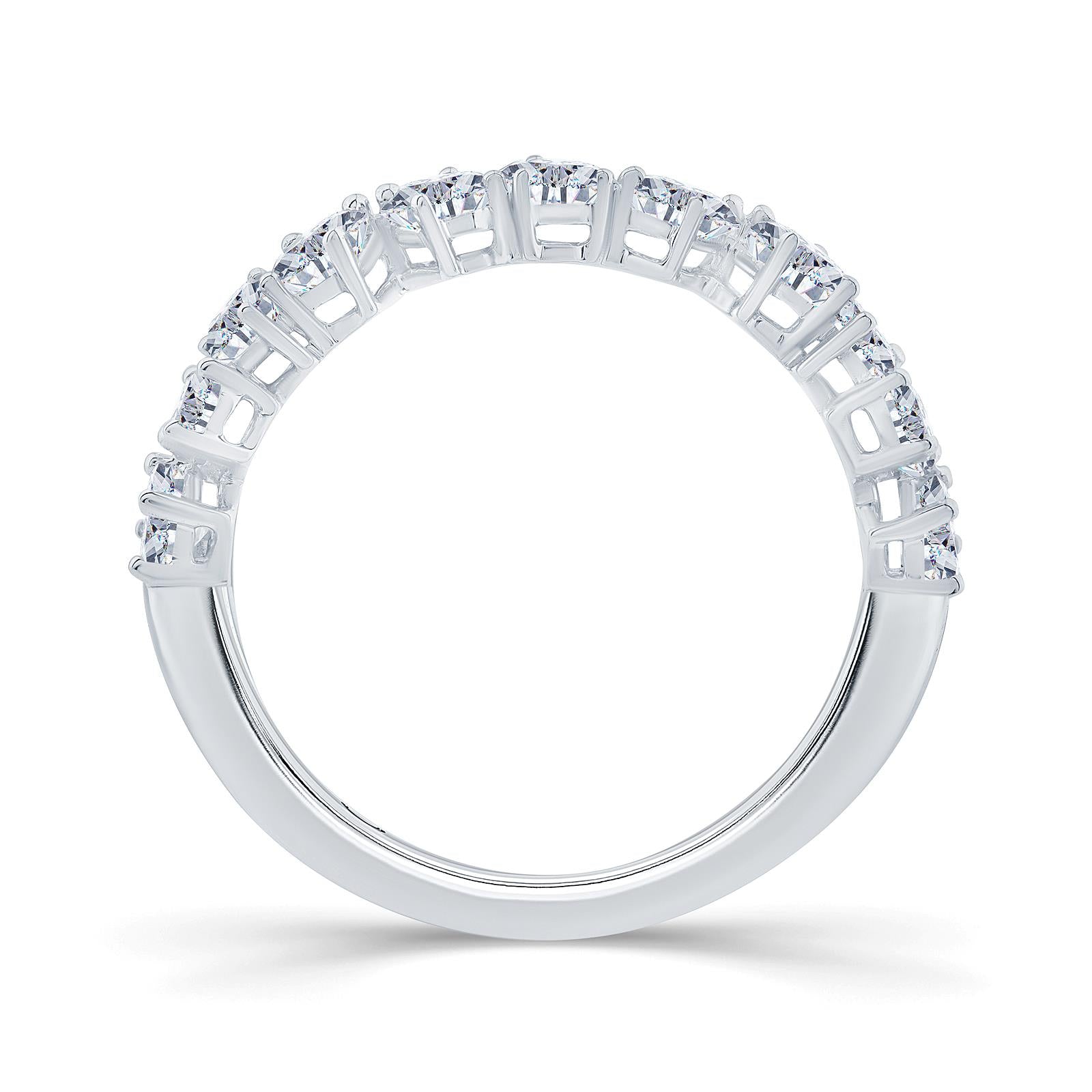 Platinum 1.00ct Pear, Emerald And Oval Cut Diamond Claw Set Half Eternity Ring