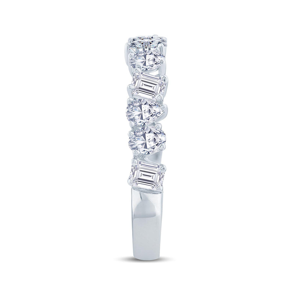 Platinum 1.00ct Pear, Emerald And Oval Cut Diamond Claw Set Half Eternity Ring
