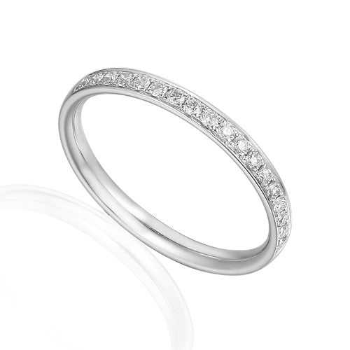 platinum 0.20ct round brilliant cut diamond channel set half eternity ring