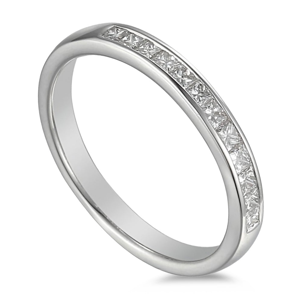 Platinum 0.35ct Princess Cut Diamond Channel Set Half Eternity Ring