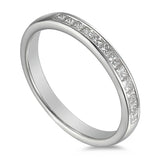 Platinum 0.35ct Princess Cut Diamond Channel Set Half Eternity Ring