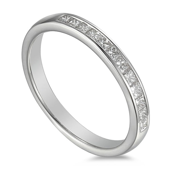 Platinum 0.35ct Princess Cut Diamond Channel Set Half Eternity Ring