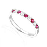 18ct White Gold 0.26ct Ruby And 0.16ct Diamond Half Eternity Ring
