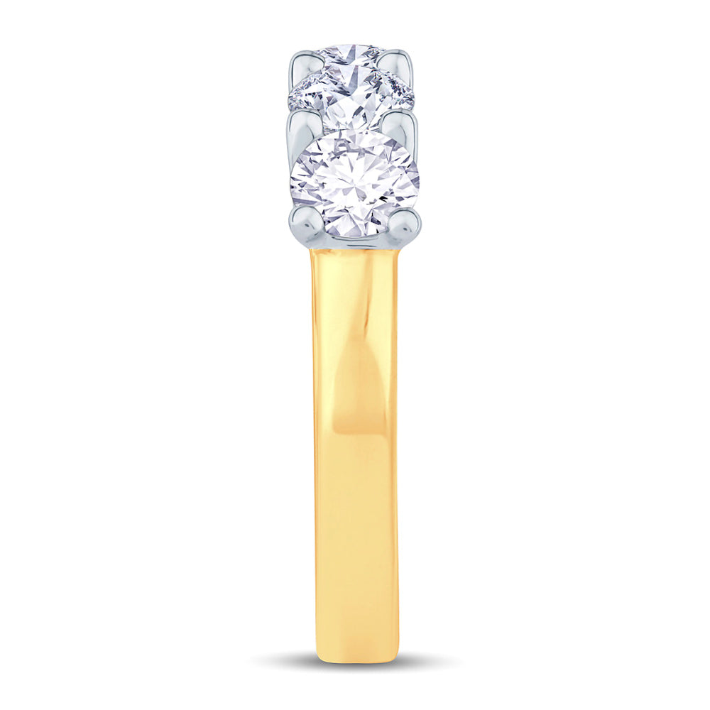 18ct Yellow Gold And Platinum 0.75ct Round Brilliant Cut Diamond Half Eternity Ring