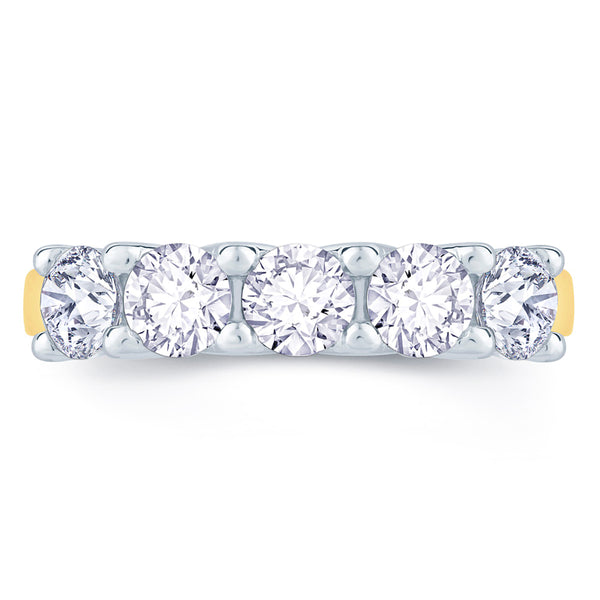 18ct Yellow Gold And Platinum 0.75ct Round Brilliant Cut Diamond Half Eternity Ring