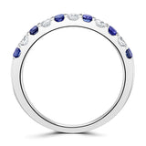 18ct White Gold 0.25ct Blue Sapphire And Diamond Claw Set Half Eternity Ring