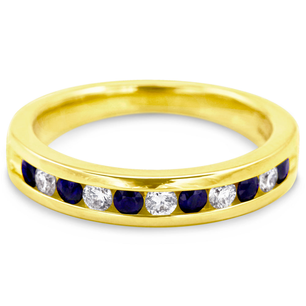 18ct Yellow Gold 0.50ct Sapphire And Diamond Half Eternity Ring