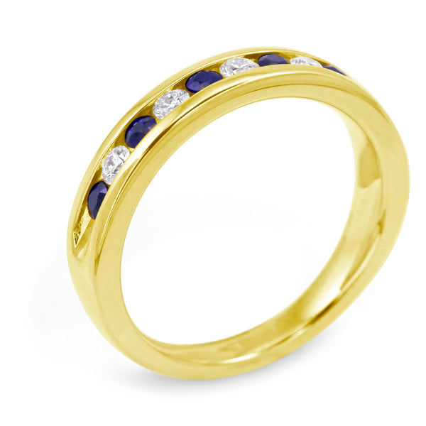 18ct Yellow Gold 0.50ct Sapphire And Diamond Half Eternity Ring