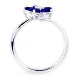 18ct White Gold 0.99ct Sapphire And 0.12ct Diamond Flower Ring