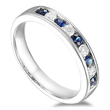18ct White Gold 0.30ct Blue Sapphire And 0.20ct Diamond Round Brilliant Cut Half Eternity Ring
