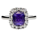 Platinum 1.51ct Cushion Cut Violet Sapphire And 0.42ct Diamond Ring