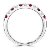 18ct White Gold 0.50ct Ruby And Diamond Claw Set Half Eternity Ring
