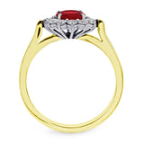 18ct Yellow Gold 1.05ct Oval Ruby And 0.42ct Diamond Cluster Ring