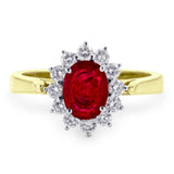 18ct Yellow Gold 1.05ct Oval Ruby And 0.42ct Diamond Cluster Ring