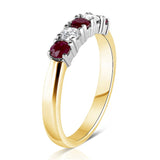 18ct Yellow And White Gold 0.22ct Ruby and 0.14ct Diamond Round Brilliant Cut Five Stone Ring