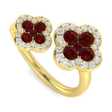 18ct Yellow Gold 0.78ct Ruby And 0.22ct Diamond Double Clover Ring