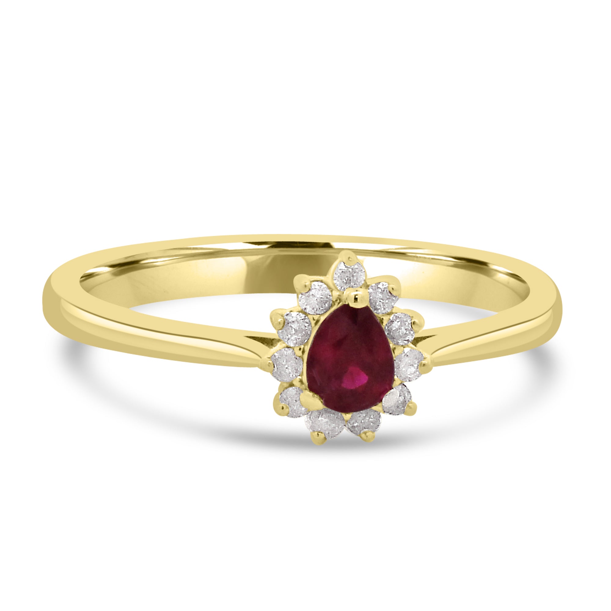 18ct Yellow Gold 0.76ct Ruby And 0.42ct Diamond Halo Cluster Ring