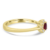 18ct Yellow Gold 0.76ct Ruby And 0.42ct Diamond Halo Cluster Ring