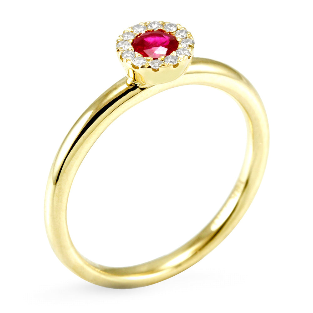 The Poppy 18ct Yellow Gold 0.18ct Ruby And 0.07ct Diamond Ring