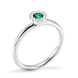 18ct White Gold 0.16ct Emerald And 0.07ct Diamond Halo Ring