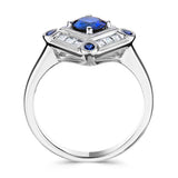 Platinum 0.74ct Blue Sapphire And 0.34ct Diamond Vintage Inspired Ring
