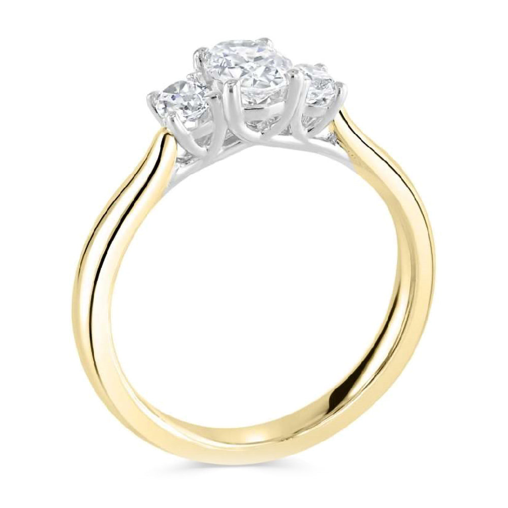 9ct Yellow Gold 2.00ct Oval Cut Laboratory Grown Diamond Three Stone Engagement Ring