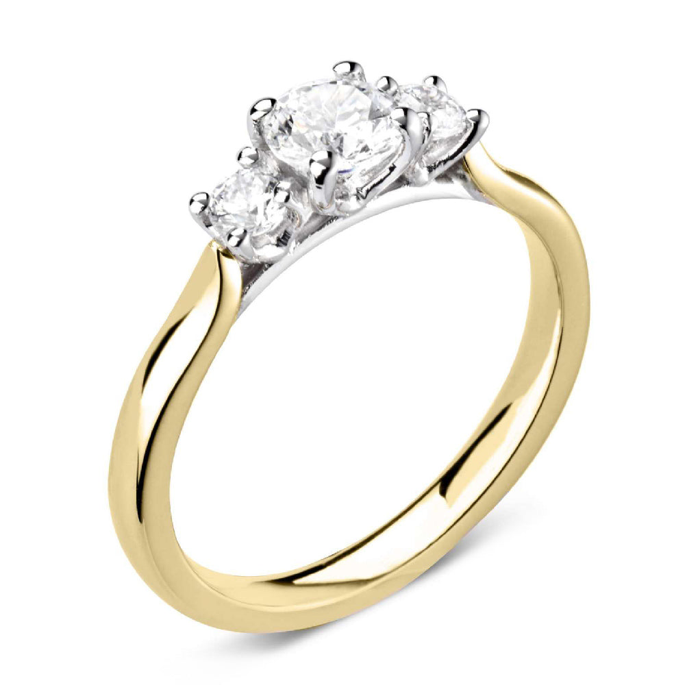 9ct Yellow Gold 2.40ct Round Brilliant Cut Laboratory Grown Diamond Three Stone Engagement Ring