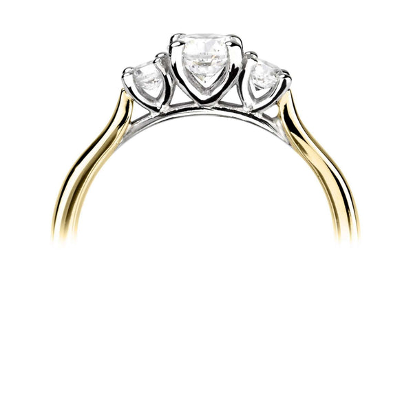9ct Yellow Gold 2.40ct Round Brilliant Cut Laboratory Grown Diamond Three Stone Engagement Ring