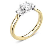 9ct Yellow And White Gold 2.40ct Round Brilliant Cut Laboratory Grown Diamond Three Stone Engagement Ring