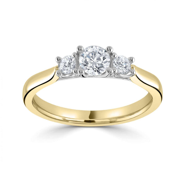 9ct Yellow Gold 2.40ct Round Brilliant Cut Laboratory Grown Diamond Three Stone Engagement Ring