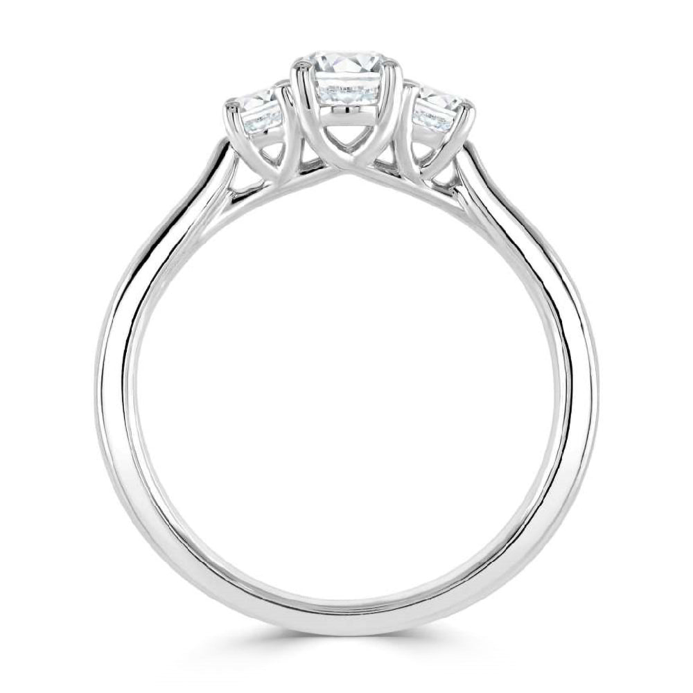 Platinum 2.00ct Oval Cut Laboratory Grown Diamond Three Stone Engagement Ring