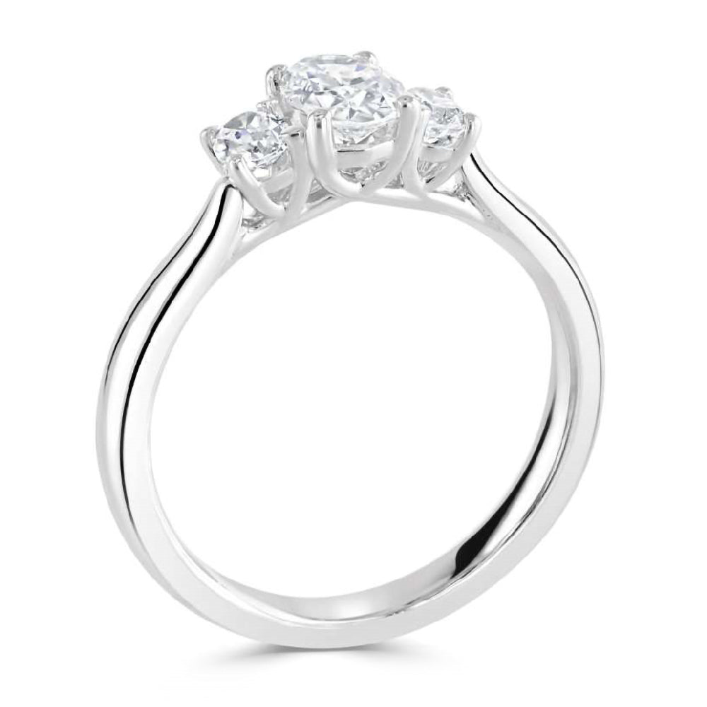 Platinum 2.00ct Oval Cut Laboratory Grown Diamond Three Stone Engagement Ring