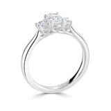Platinum 2.00ct Oval Cut Laboratory Grown Diamond Three Stone Engagement Ring