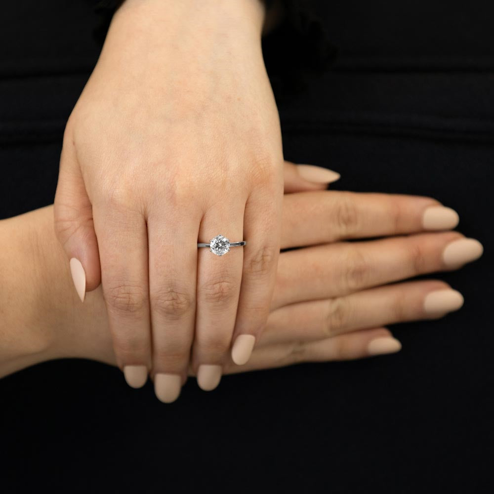 Platinum 1.50ct Round Brilliant Cut Laboratory Grown Diamond Solitaire Six Claw Engagement Ring