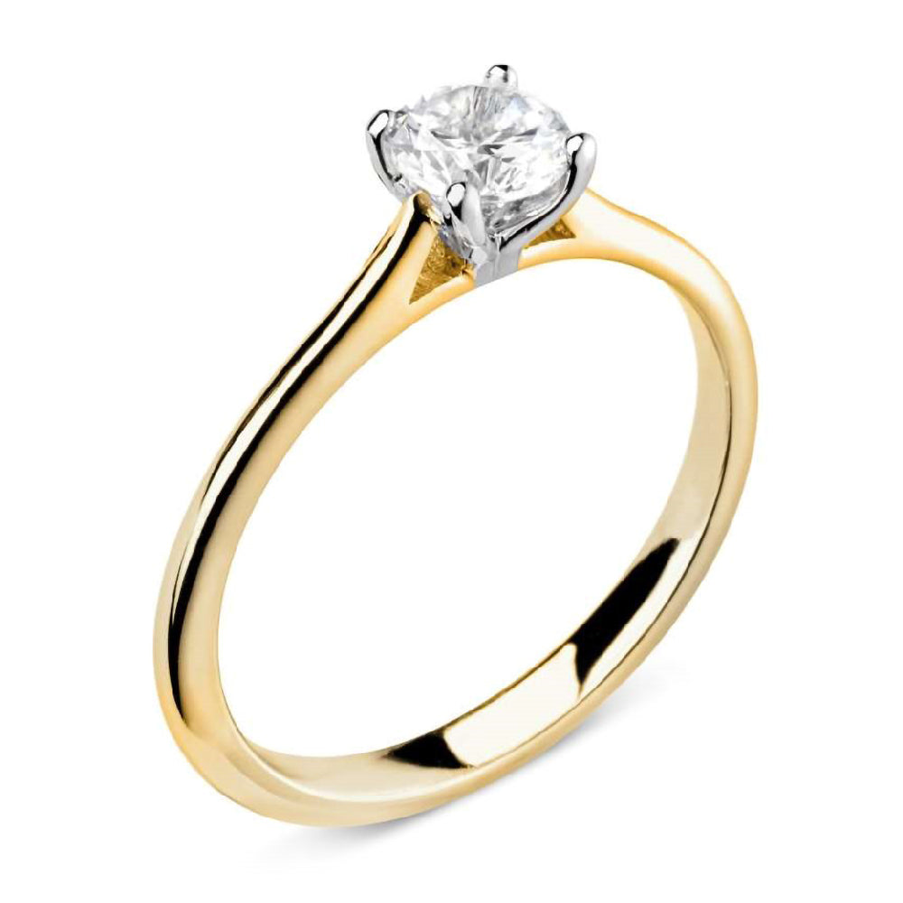 9ct Yellow Gold 1.00ct Round Brilliant Cut Laboratory Grown Diamond Solitaire Four Claw Engagement Ring