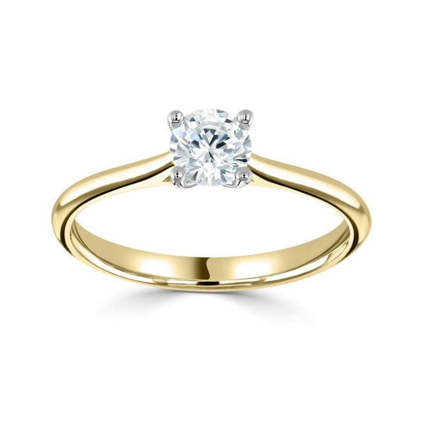 9ct Yellow Gold 1.00ct Round Brilliant Cut Laboratory Grown Diamond Solitaire Four Claw Engagement Ring