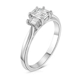 Platinum 2.00ct Emerald Cut Laboratory Grown Diamond Three Stone Engagement Ring