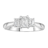 Platinum 2.00ct Emerald Cut Laboratory Grown Diamond Three Stone Engagement Ring