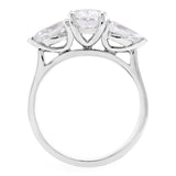 Platinum 2.25ct Oval And Pear Cut Laboratory Grown Diamond Three Stone Engagement Ring