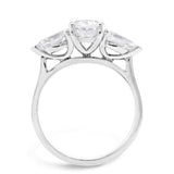 Platinum 2.25ct Oval And Pear Cut Laboratory Grown Diamond Three Stone Engagement Ring