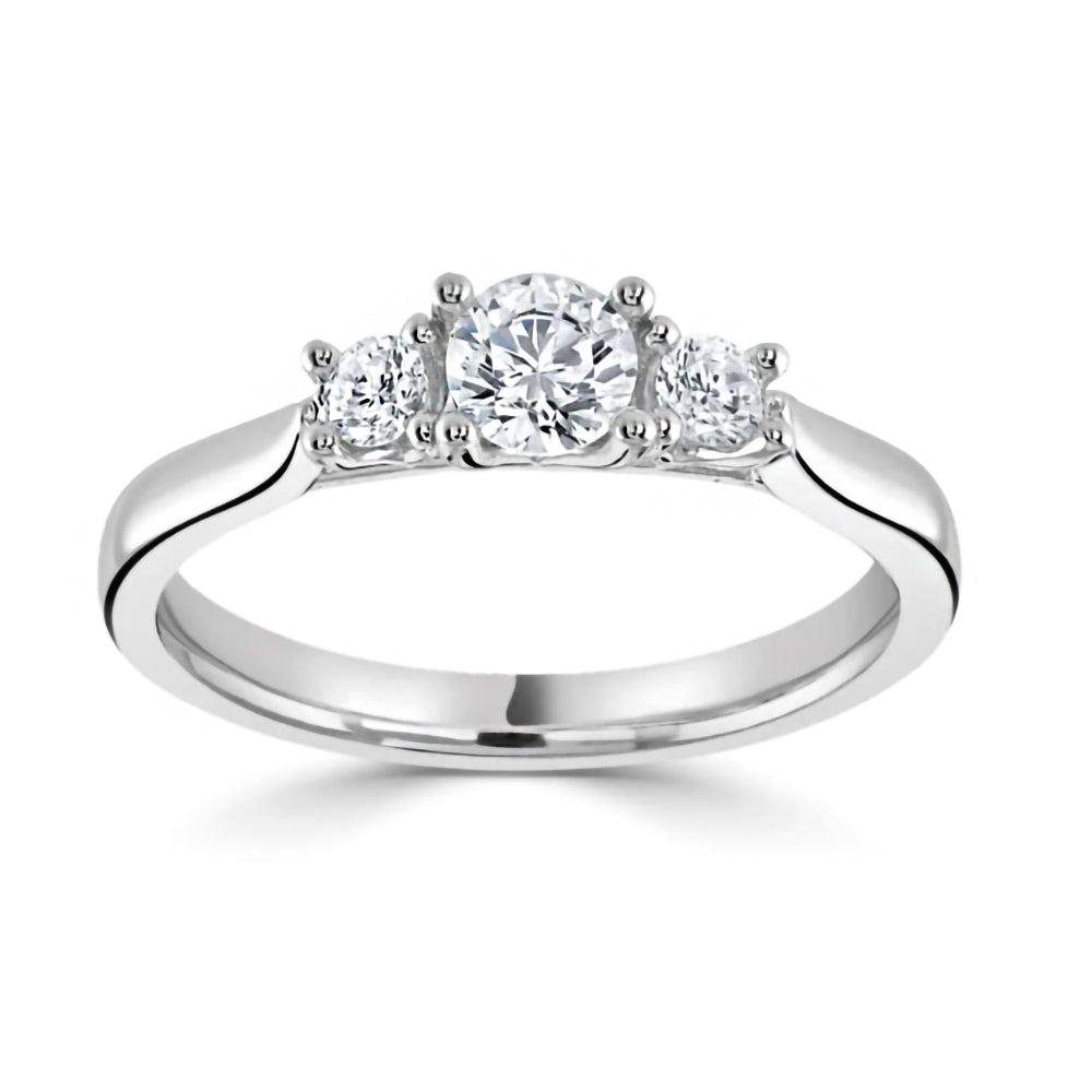 Platinum 1.66ct Round Brilliant Cut Laboratory Grown Diamond Three Stone Engagement Ring