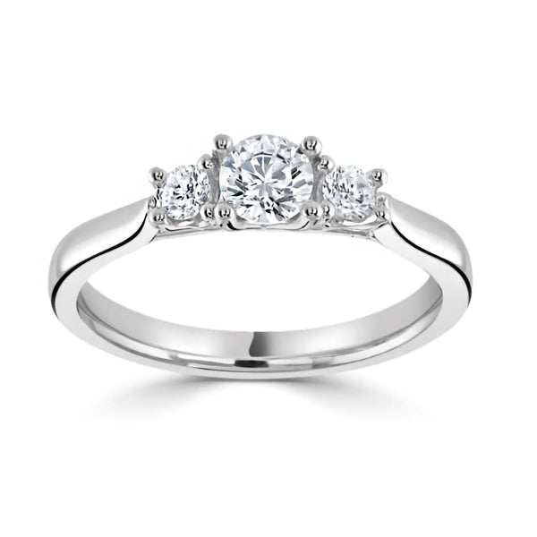 Platinum 1.66ct Round Brilliant Cut Laboratory Grown Diamond Three Stone Engagement Ring