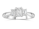 Platinum 2.00ct Emerald Cut Laboratory Grown Diamond Three Stone Engagement Ring