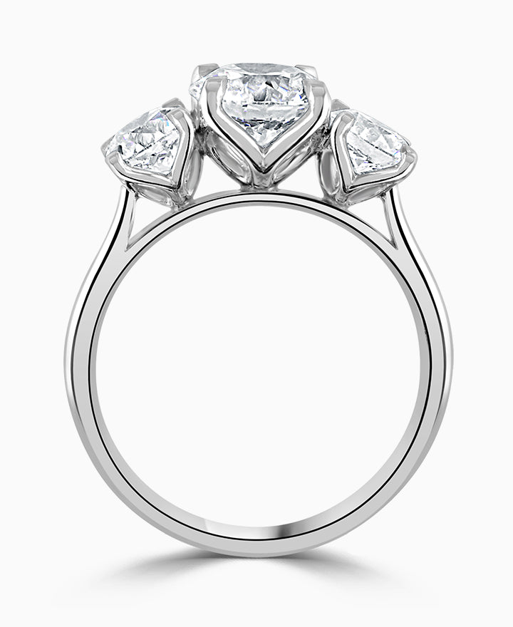 Platinum 1.81ct Round Brilliant Cut Laboratory Grown Diamond Three Stone Engagement Ring