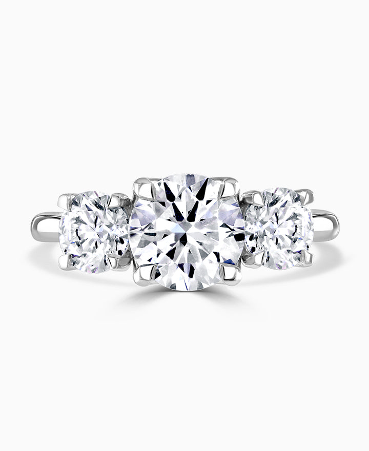 Platinum 1.81ct Round Brilliant Cut Laboratory Grown Diamond Three Stone Engagement Ring