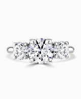 Platinum 1.81ct Round Brilliant Cut Laboratory Grown Diamond Three Stone Engagement Ring