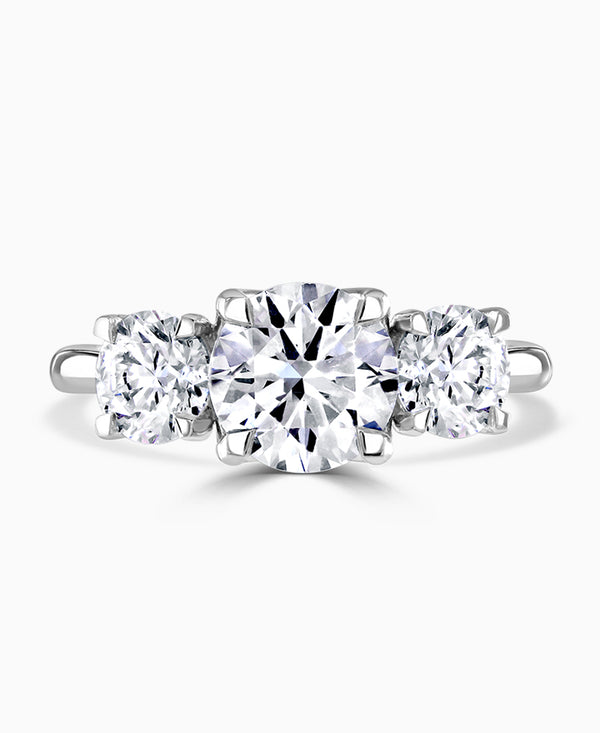 Platinum 1.81ct Round Brilliant Cut Laboratory Grown Diamond Three Stone Engagement Ring